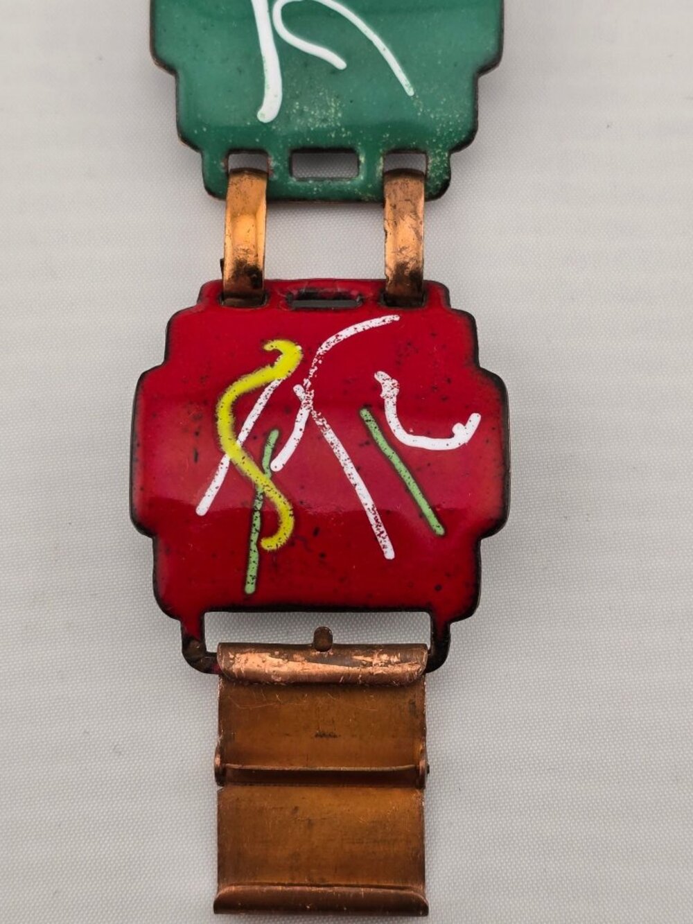 Vintage Enamel on Copper Bracelet Colorful 6.25" - Picture 3 of 12